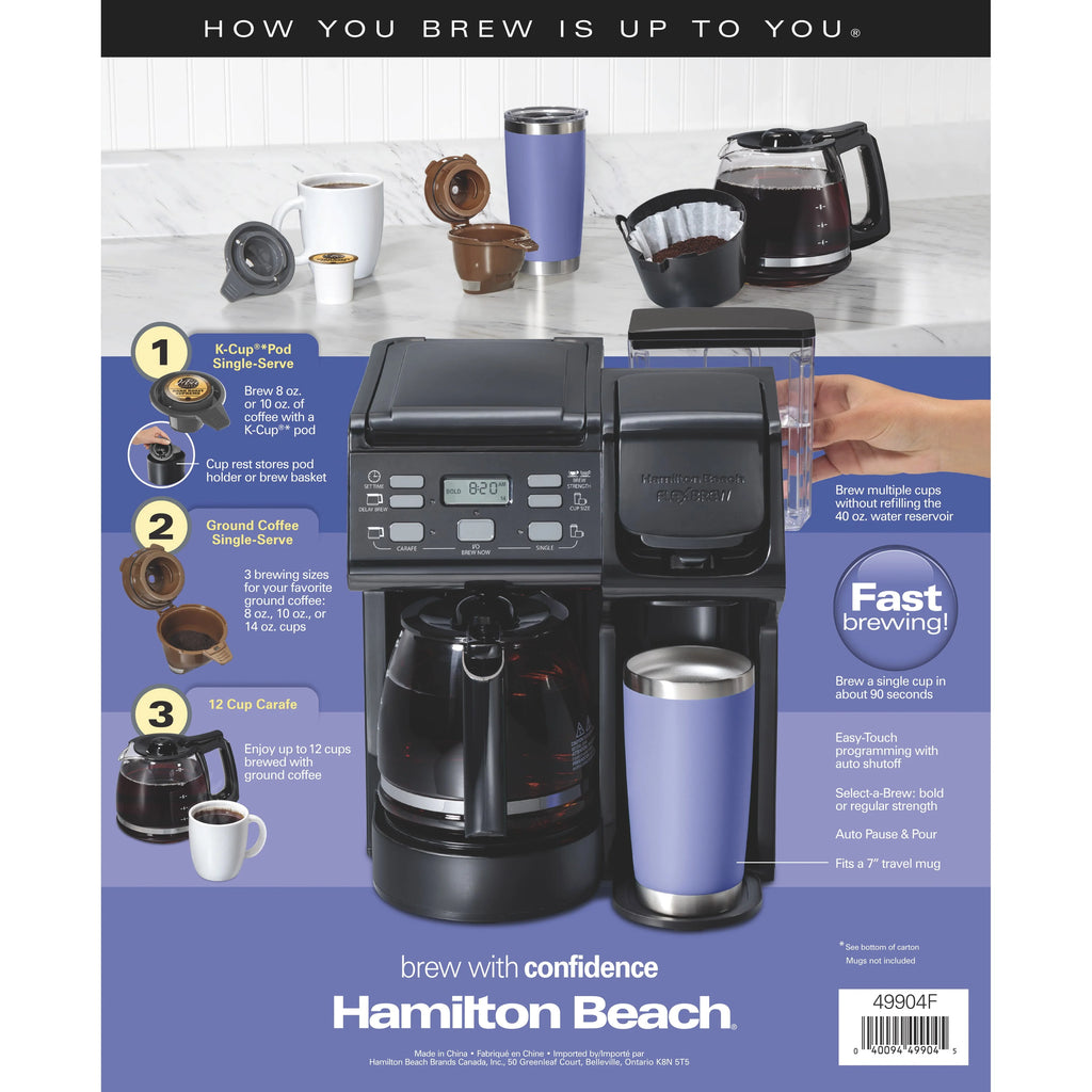 Hamilton Beach FlexBrew Trio Coffee Maker, Single Serve or 12 Cups, Black O620103