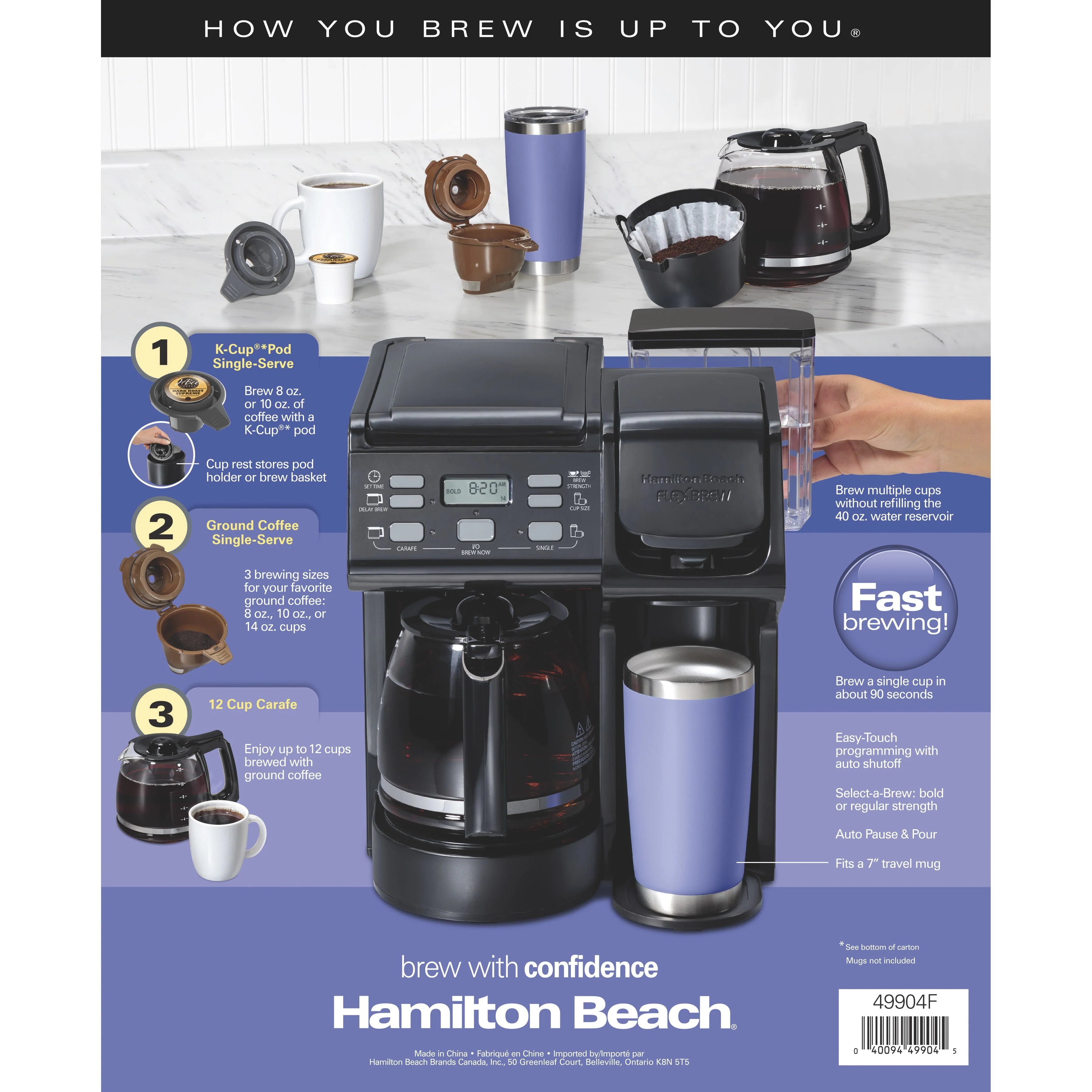 Hamilton Beach FlexBrew Trio Coffee Maker, Single Serve or 12 Cups, Black O620103