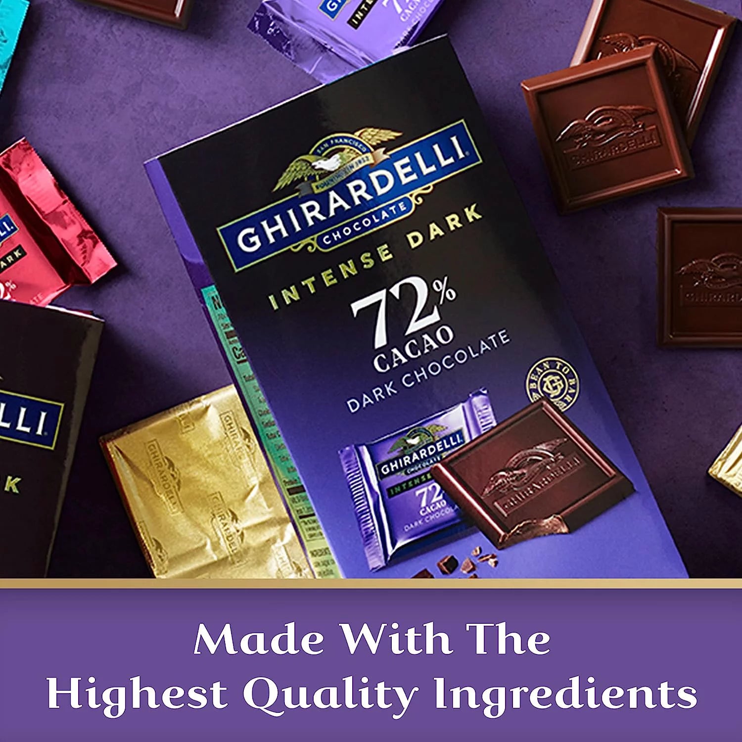 Ghiradelli Intense Dark Chocolate Squares, 72% Cacao, 3-Pack W928374
