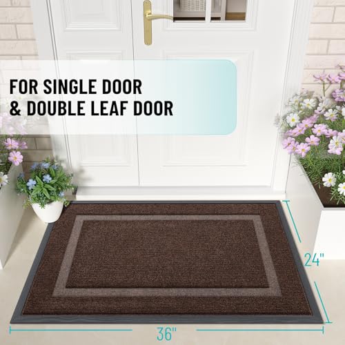 OLANLY Front Door Mat Indoor Outdoor Entrance, Waterproof, 36x24, Black P2970