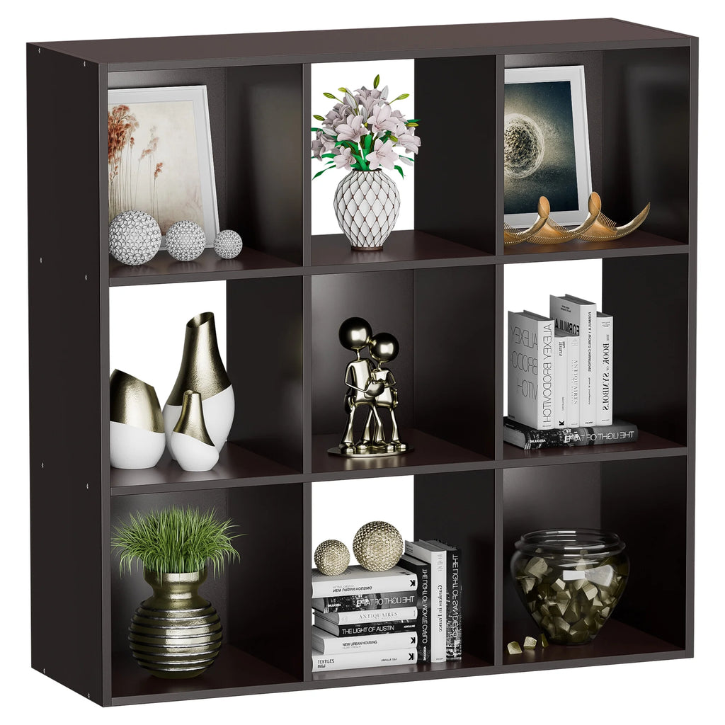 HomGarden 3-Tier 9 Cube Storage Organizer Wood Bookcase Cabinet Black A19933