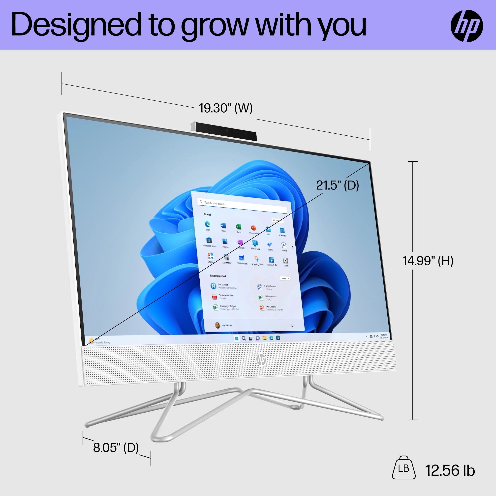 HP 21.5 All-in-One PC, Intel Pentium, 8GB RAM, 128GB SSD, Windows 11 Home, White O9382