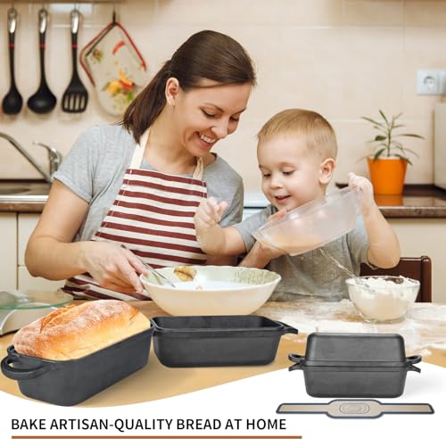 Cast Iron Bread Pan with Lid 9"x5", Set of 2 (Black) N777454