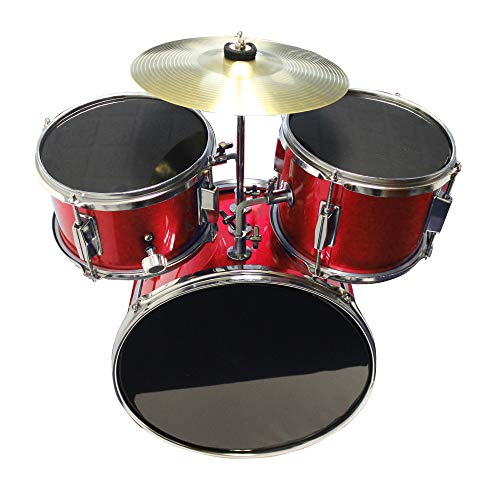 Music Alley 3 Piece Kids Drum Set with Cymbal, Pedal & Sticks, Blue R340