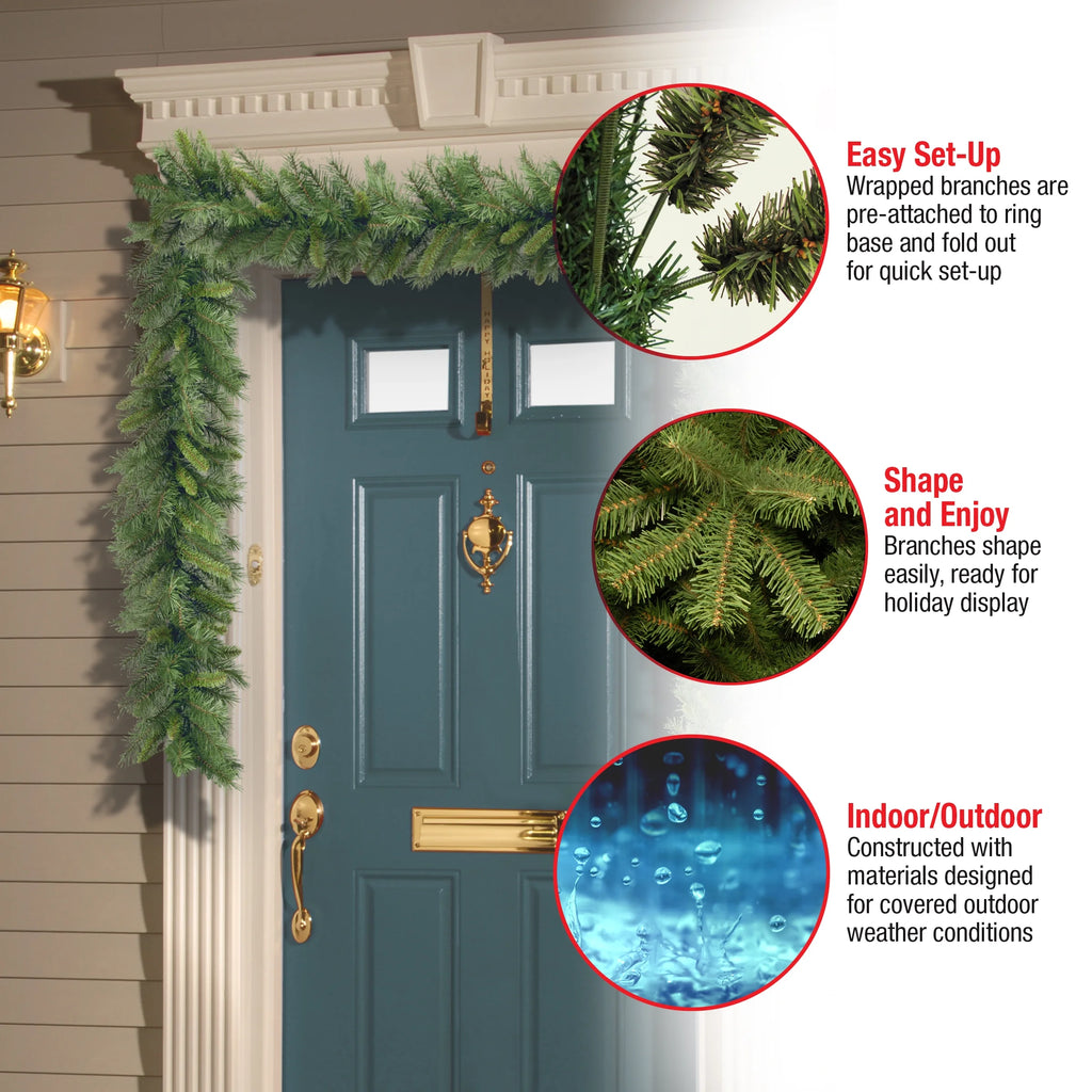 National Tree Company Pre-Lit Artificial Christmas Garland, Green, White Lights, 9 Feet L320264