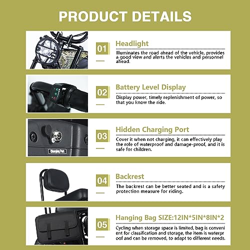 Oryxearth 36V Battery Powered Mini Electric Bike for Kids Ages 13+ L41264