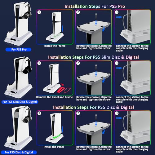 PS5 Stand and Cooling Station with LED Controller Charger for PlayStation 5 X4200