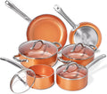 Excellent Copper Pots and Pans Set  10 Piece Nonstick Chef Cookware Set with Ceramic Coating  No Assembly Required Stainless Steel Handles  Dishwasher &amp; Oven Safe  Orange