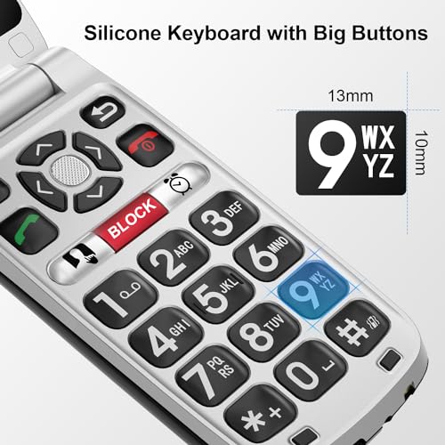 Easyfone Prime-A1 Pro 4G Flip Cell Phone for Seniors with SOS Button and Charging Dock P72360