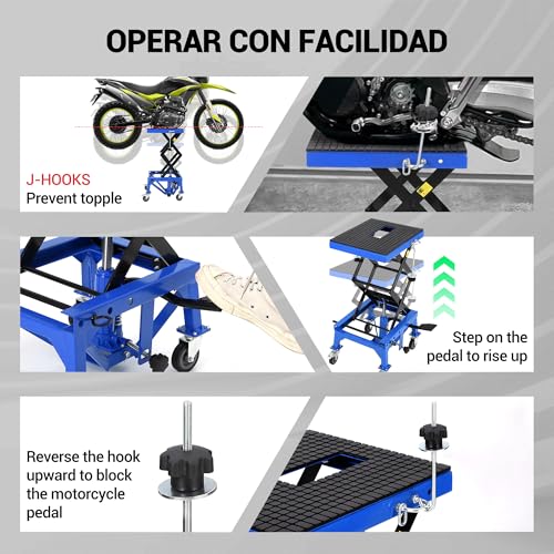 Hydraulic Motorcycle Lift Jack 350LBS, Foot Operated Scissor Lift for ATV Dirt Bike O45548