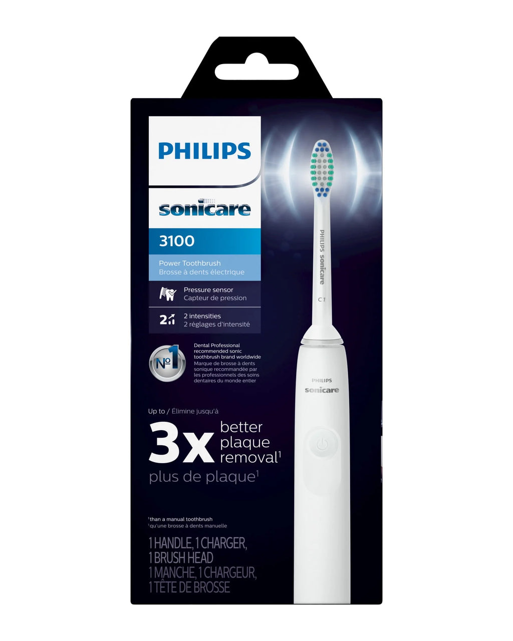 Philips Sonicare 3100 Rechargeable Electric Toothbrush with Pressure Sensor, White U255
