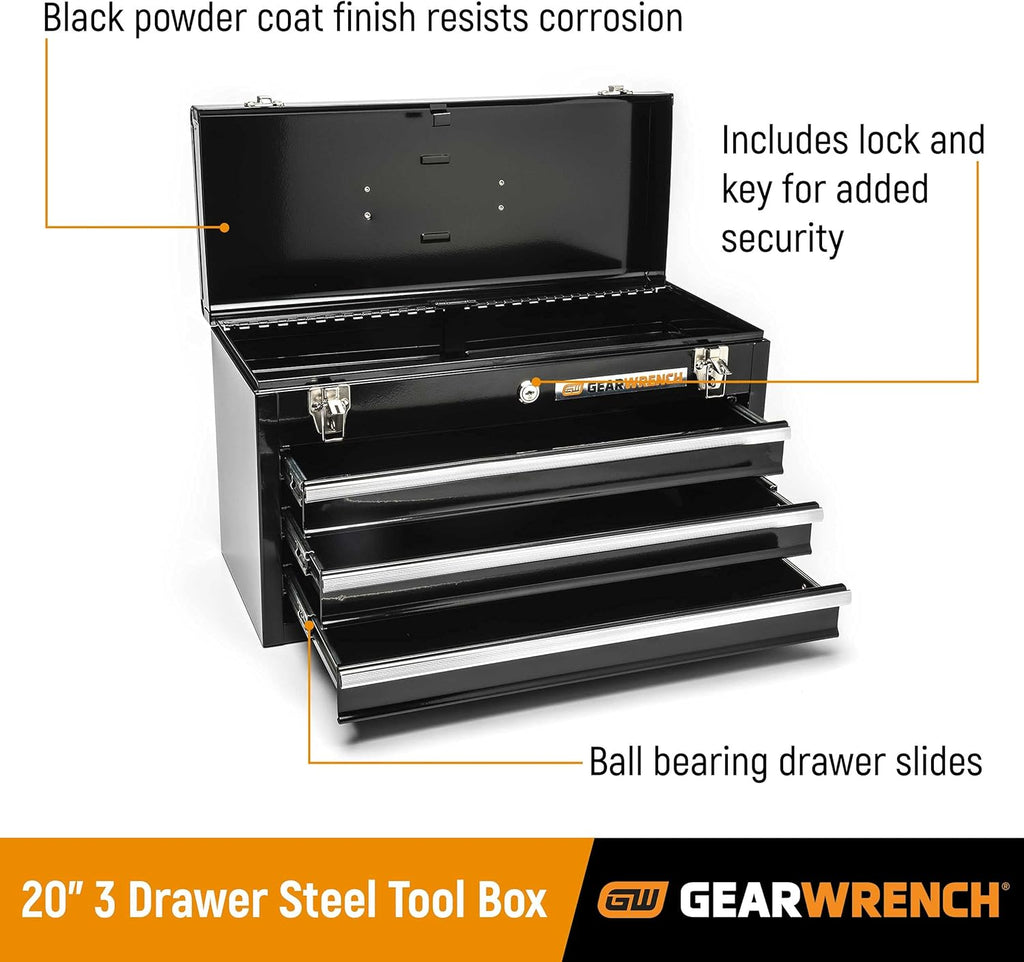 GEARWRENCH 20 inch 3 Drawer Steel Tool Box, Black Z9423