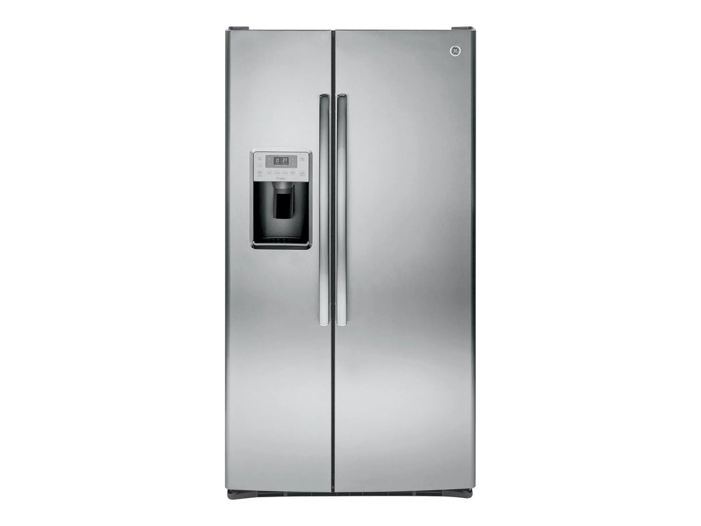 "GE Profile PSS28KSHSS - Refrigerator/freezer - side-by-side with water dispenser, ice dispenser - width: 35.7 in - depth: 36 in - height: 69.3 in - 28.4 cu. ft - stainless steel/dark gray"