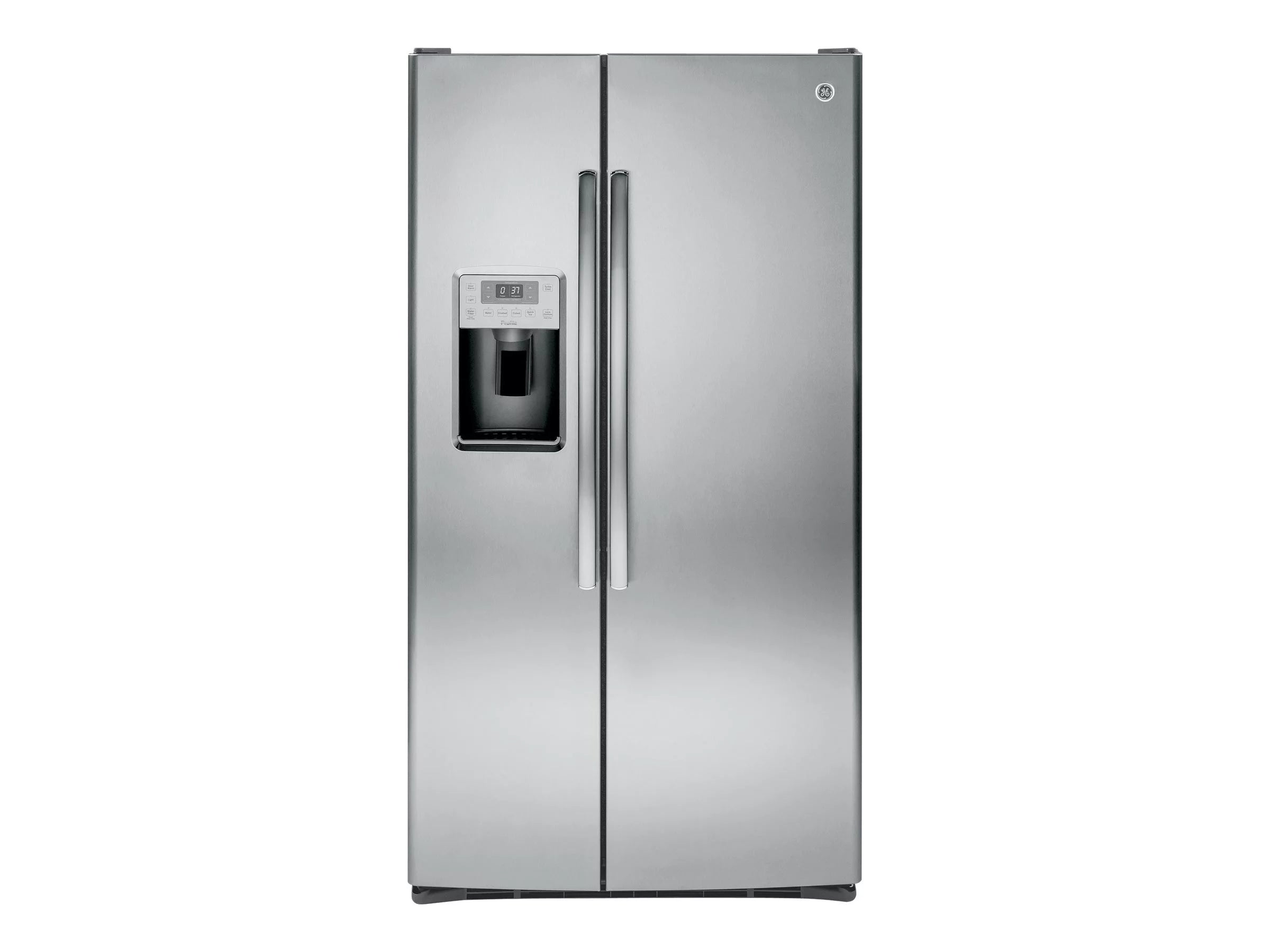 "GE Profile PSS28KSHSS - Refrigerator/freezer - side-by-side with water dispenser, ice dispenser - width: 35.7 in - depth: 36 in - height: 69.3 in - 28.4 cu. ft - stainless steel/dark gray"