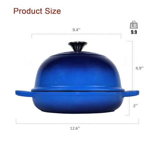Enameled Cast Iron Dutch Oven with Lid for Bread Baking, 5 qt Cyan I339101