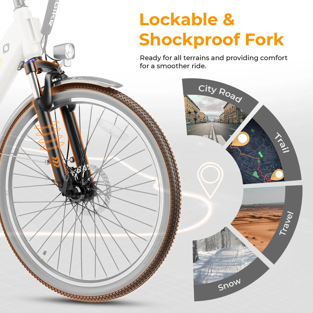 Heybike Cityscape 2.0 Electric Bike 500W 36V 13Ah Removable Battery 26" 7-Speed Commuter Bicycle X52974