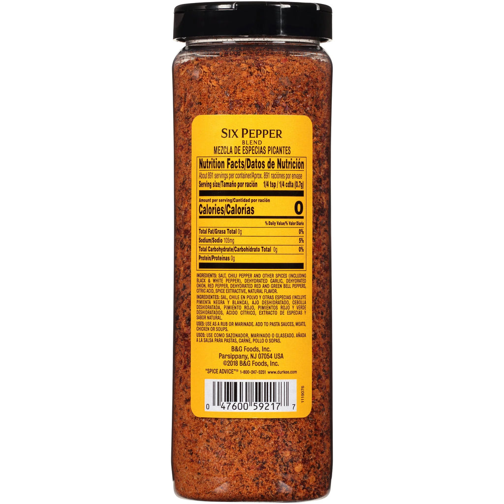 Durkee® Six Pepper Blend 22 oz. Shaker P18695