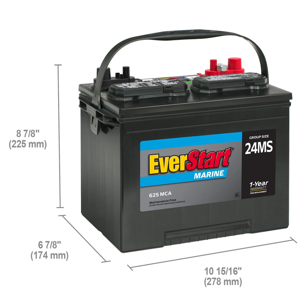 EverStart Lead Acid Marine Starting Battery Group Size 24MS 12V 625 MCA S381739