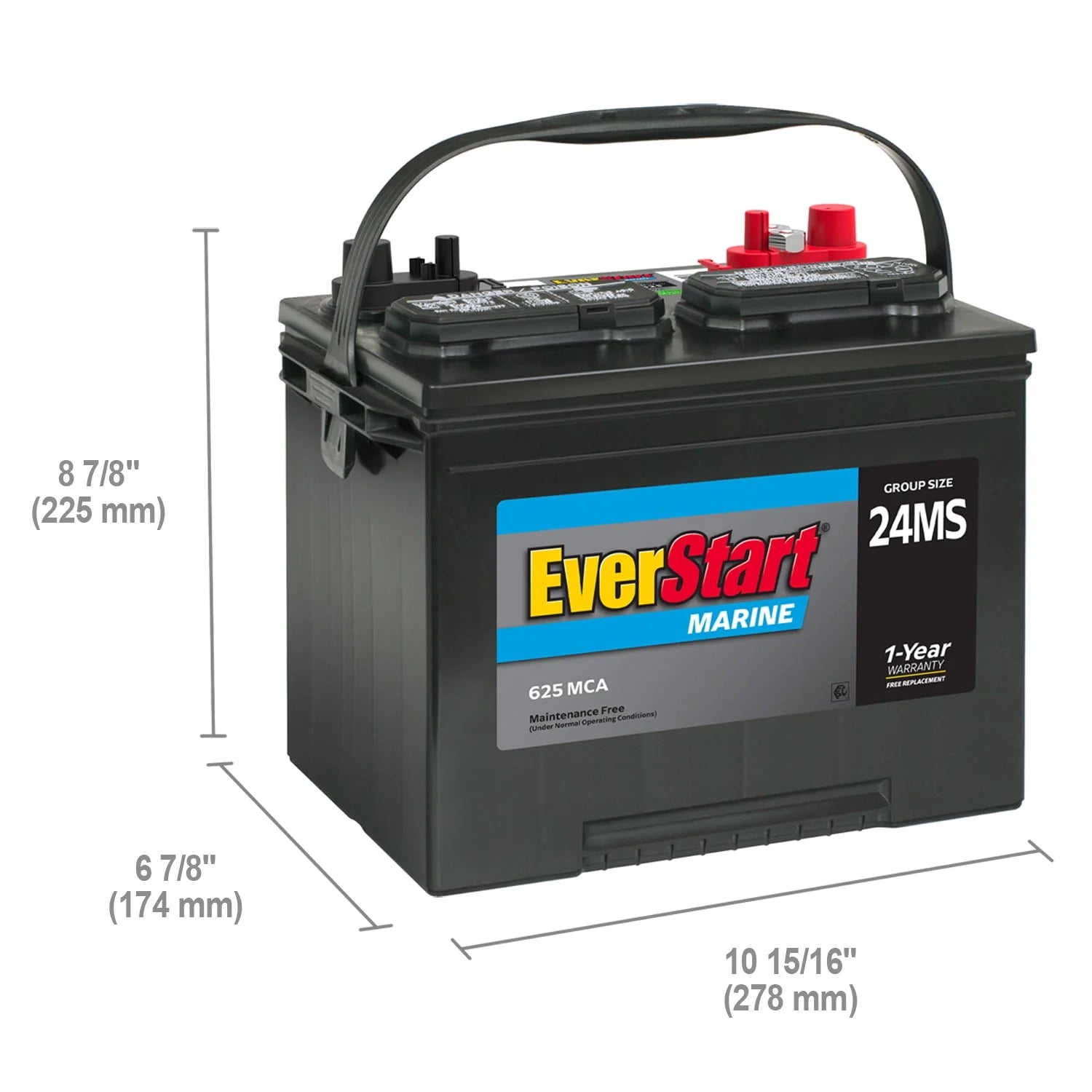 EverStart Lead Acid Marine Starting Battery Group Size 24MS 12V 625 MCA S381739