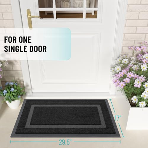 OLANLY Front Door Mat Indoor Outdoor Entrance, Waterproof, 36x24, Black P2970