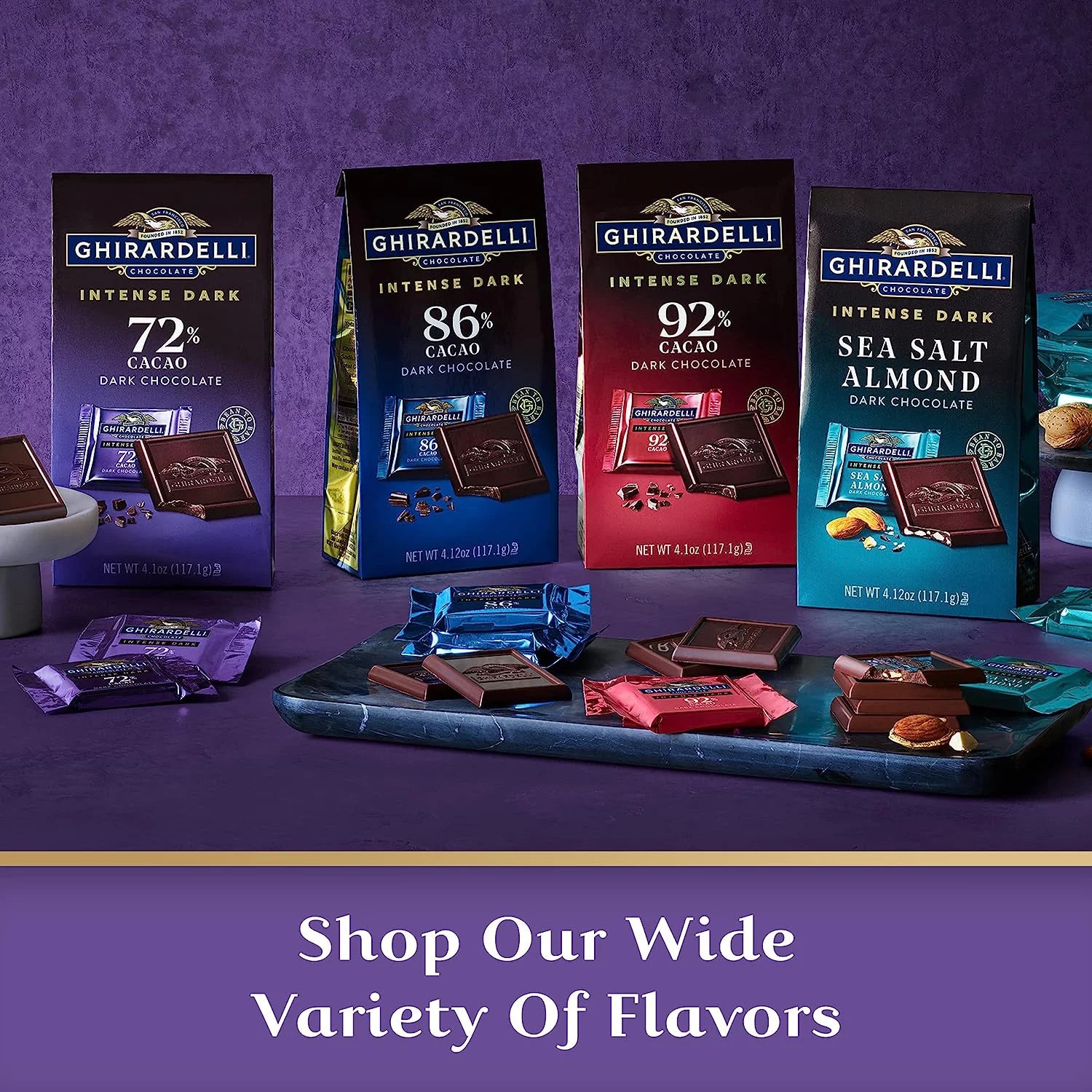 Ghiradelli Intense Dark Chocolate Squares, 72% Cacao, 3-Pack W928374