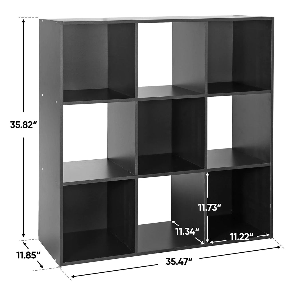 HomGarden 3-Tier 9 Cube Storage Organizer Wood Bookcase Cabinet Black A19933