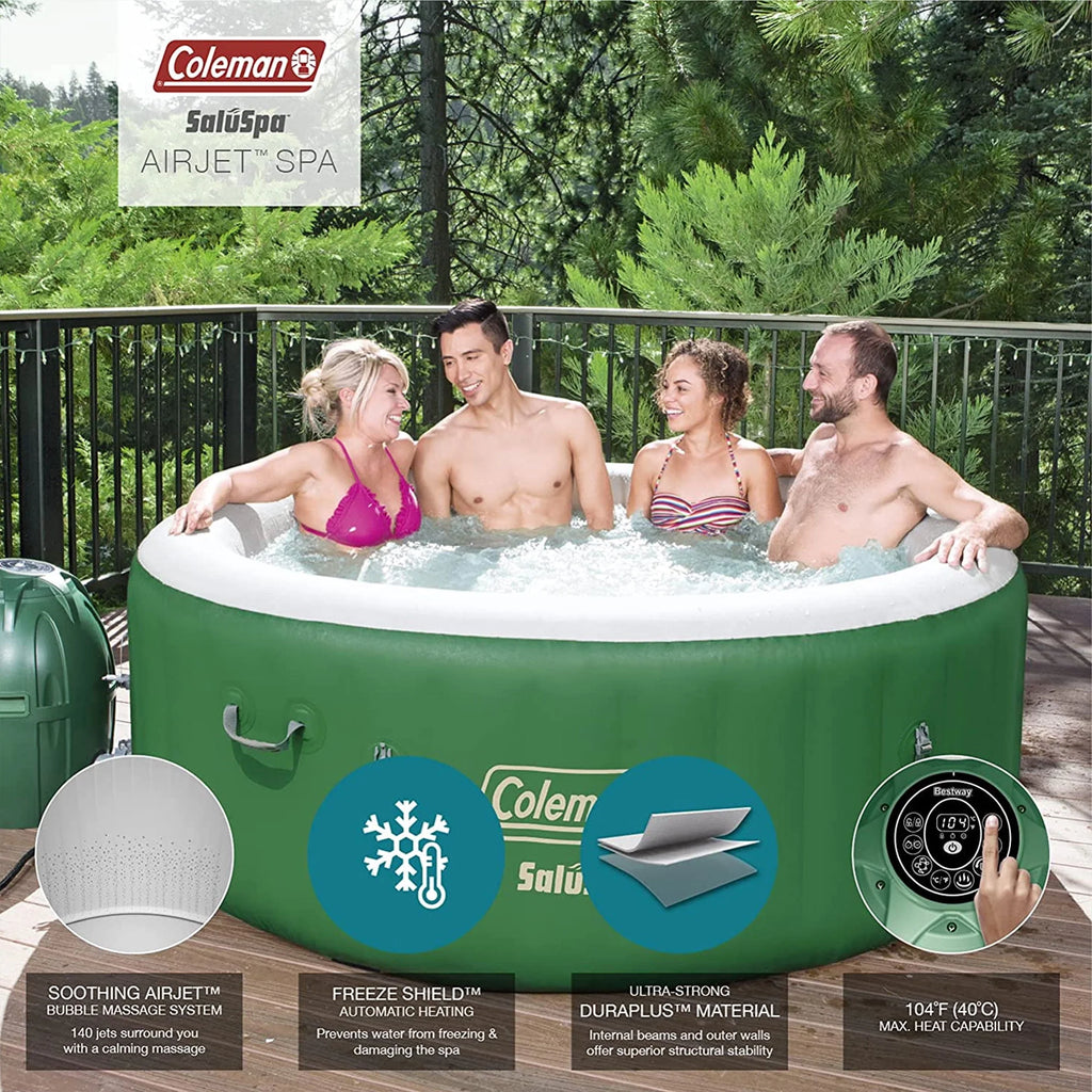 Coleman SaluSpa AirJet Inflatable Round Hot Tub, 60 Jets, Black D46266
