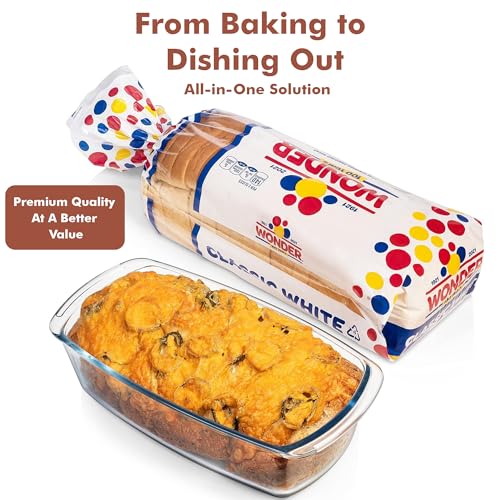 Razab Glass Loaf Pan with Lids, 7.6 Cups, Set of 2, Oven and Microwave Safe Z2943