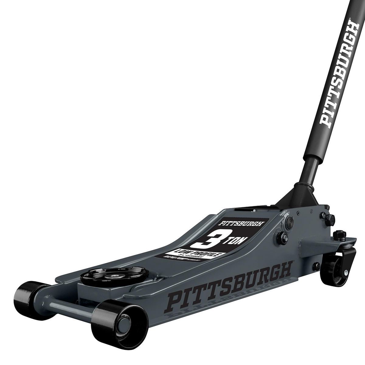PITTSBURGH 3 Ton Low-Profile Floor Jack with Rapid Pump, Slate Gray J65430