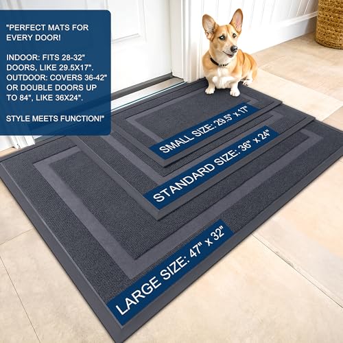 OLANLY Front Door Mat Indoor Outdoor Entrance, Waterproof, 36x24, Black P2970