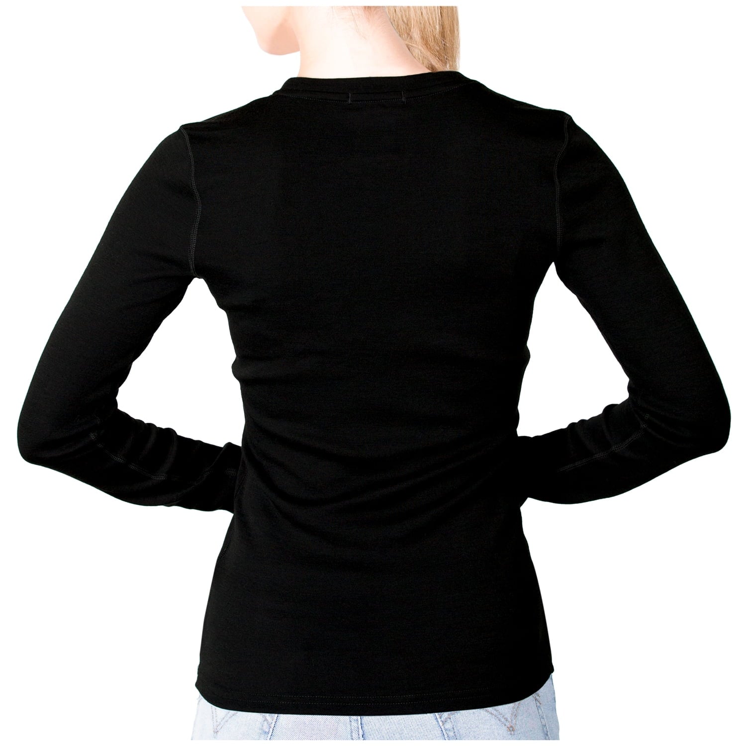 MERIWOOL Women's Merino Wool Midweight Baselayer Crew - Black - XS C399101