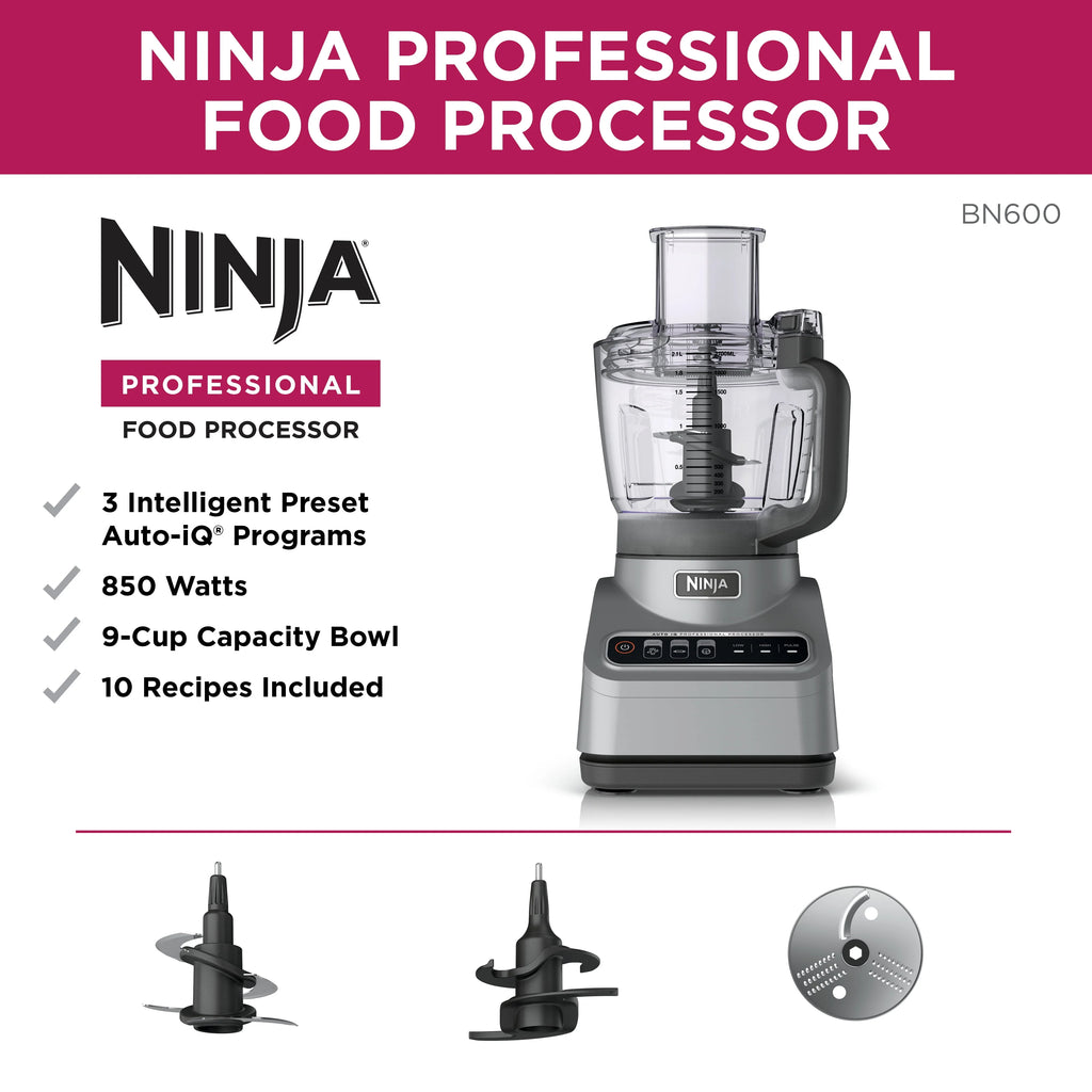 Ninja® Professional Food Processor, 850W, 9-Cup, Auto-iQ, BN600 D2104
