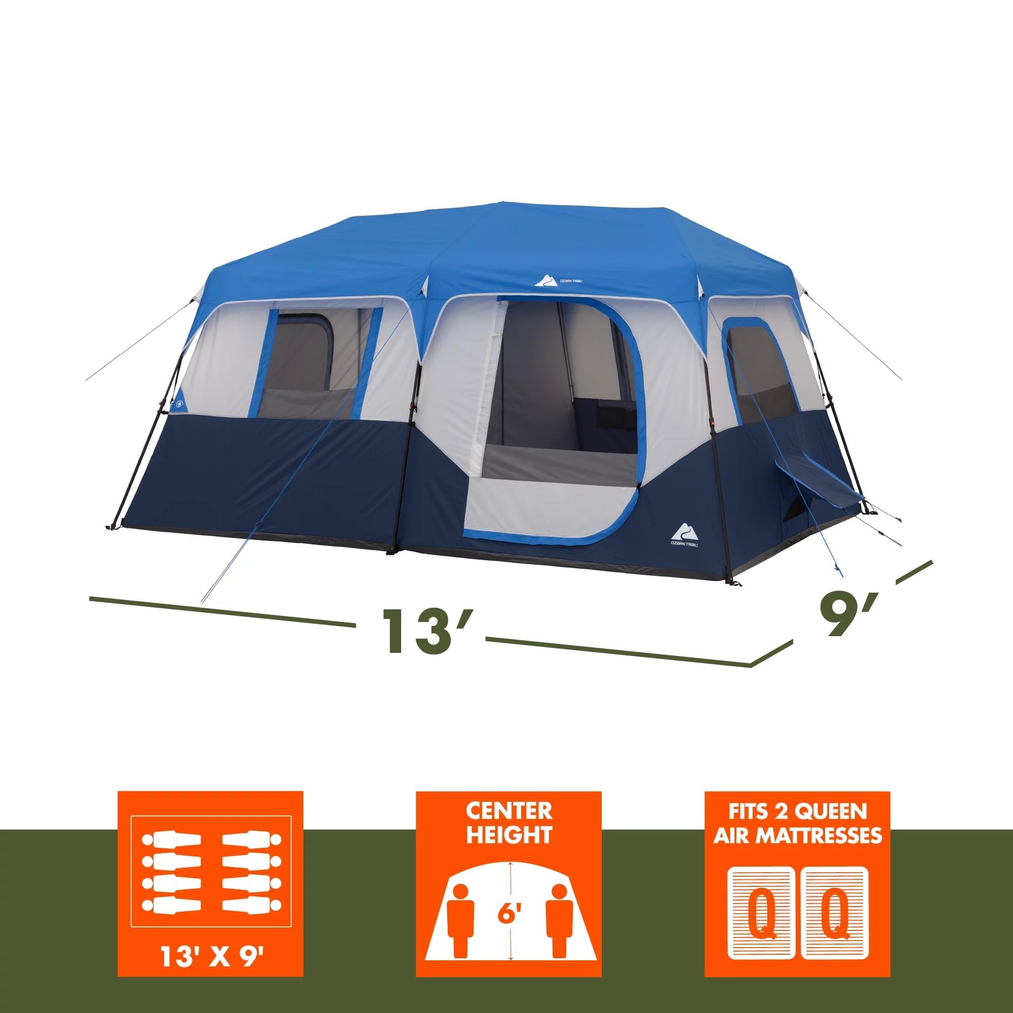 Ozark Trail 8-Person Cabin Tent with LED Lighted Poles G9166
