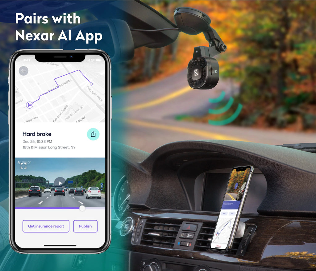 Scosche NEXC11032W-SP1 Full HD Smart Dash Cam Windshield Mount Black W784