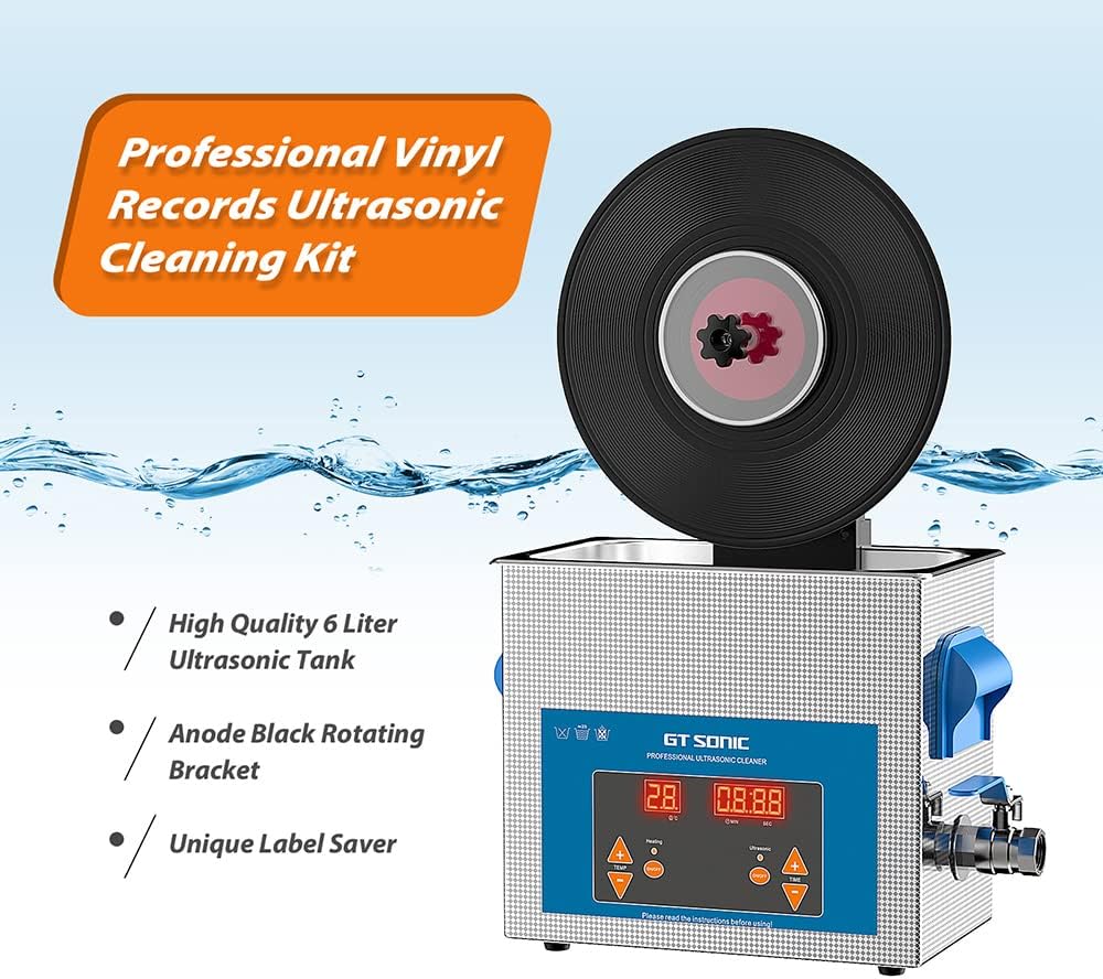 WEWU ROUNDS LP Vinyl Record Ultrasonic Cleaner with Records Bracket S7569