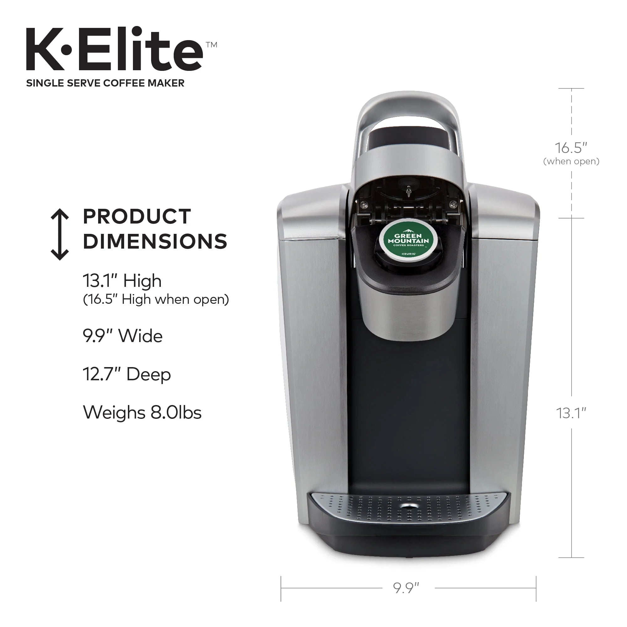 Keurig K-Elite Single-Serve K-Cup Pod Coffee Maker, Brushed Silver E378947