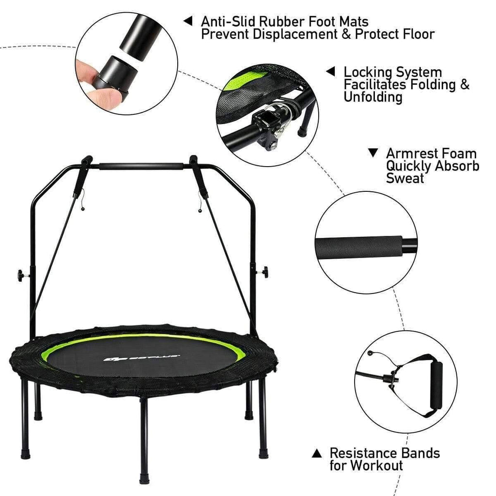 Costway Foldable Fitness Rebounder Trampoline with Resistance Bands K8673