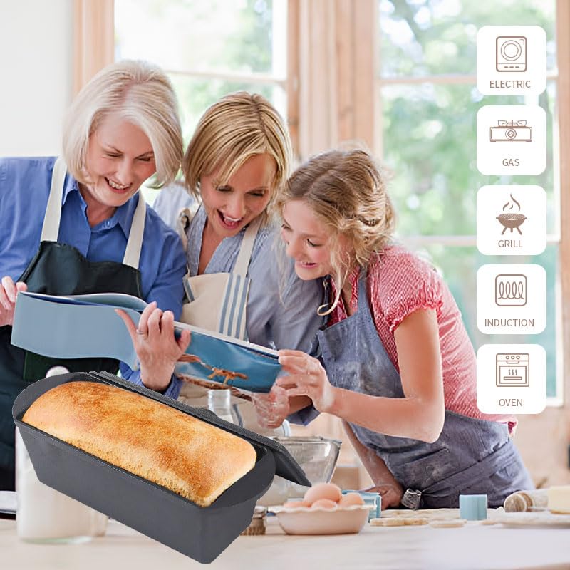 Cast Iron Bread Pan with Lid, 2LB Pullman Loaf Pan, Non-Stick, Dual Handle H7086