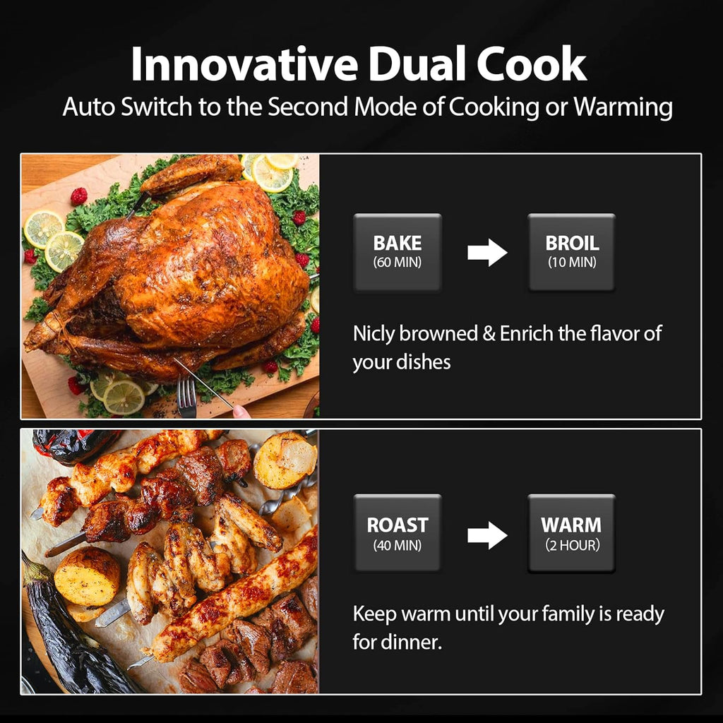Beelicious Smart Oven Air Fryer, 32QT Extra Large Combo with Rotisserie and Dehydrator, Black F47198