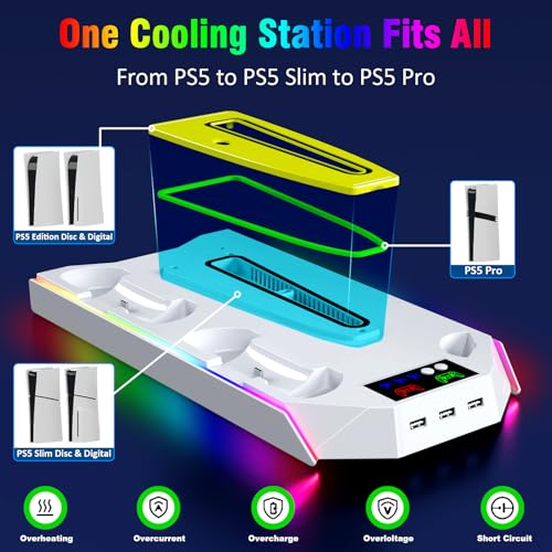 PS5 Stand and Cooling Station with LED Controller Charger for PlayStation 5 X4200