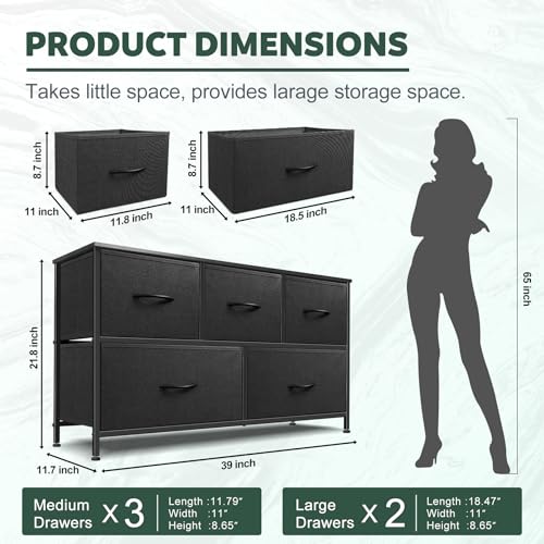 9 Drawer Dresser for Bedroom, Charcoal Black Fabric Storage Chest K84969