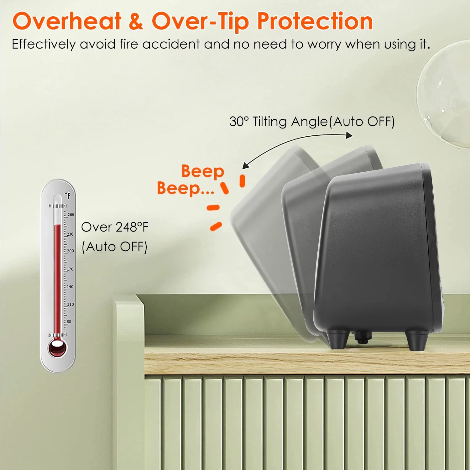 iMounTEK 900W PTC Ceramic Space Heater with Tip-Over Protection N7365