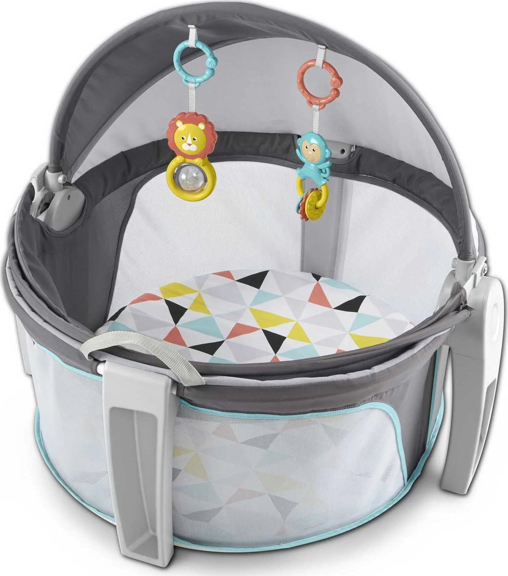 Fisher-Price On-the-Go Infant Dome Portable Bassinet and Play Space with Toys, Windmill