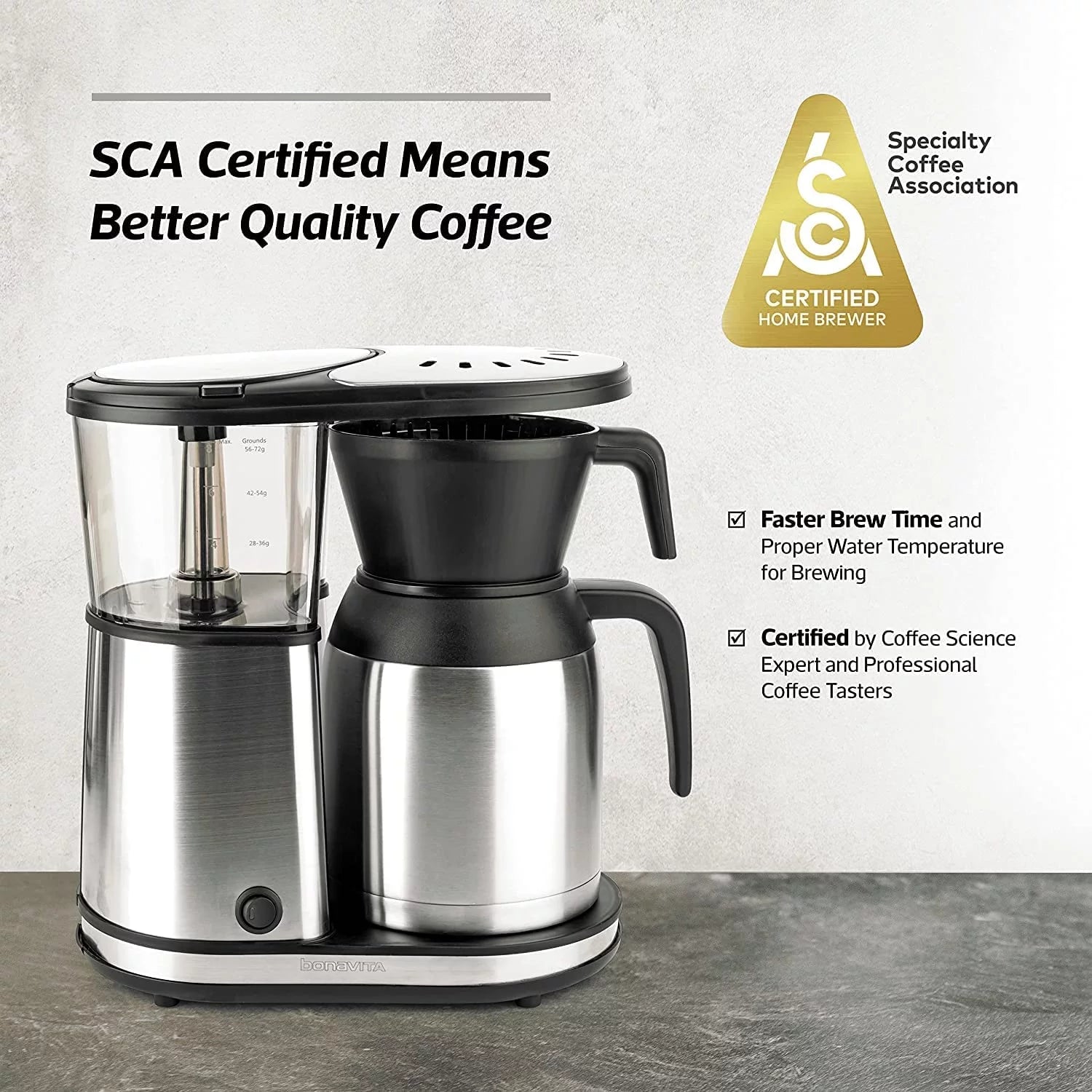 Bonavita 5 Cup Drip Coffee Maker with Thermal Carafe, Stainless Steel J764