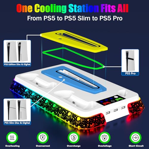 PS5 Stand and Cooling Station with LED Controller Charger for PlayStation 5 X4200