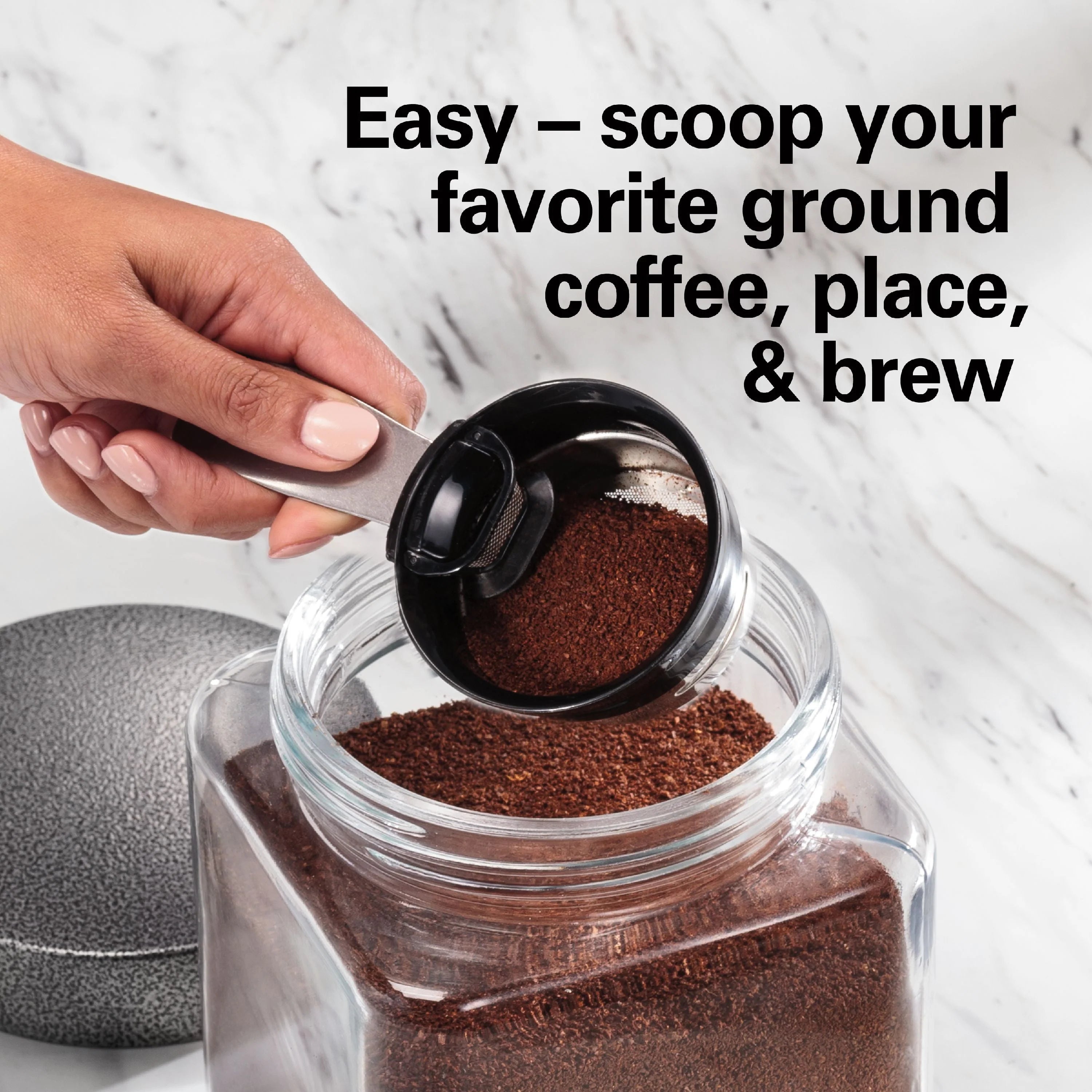 Hamilton Beach The Scoop Single-Serve Coffee Maker, 14 oz., Stainless Steel B6362