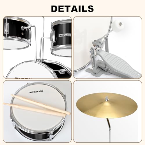 3-Piece Kids Drum Set with Cymbal, Pedal & Sticks (Pink) S64056