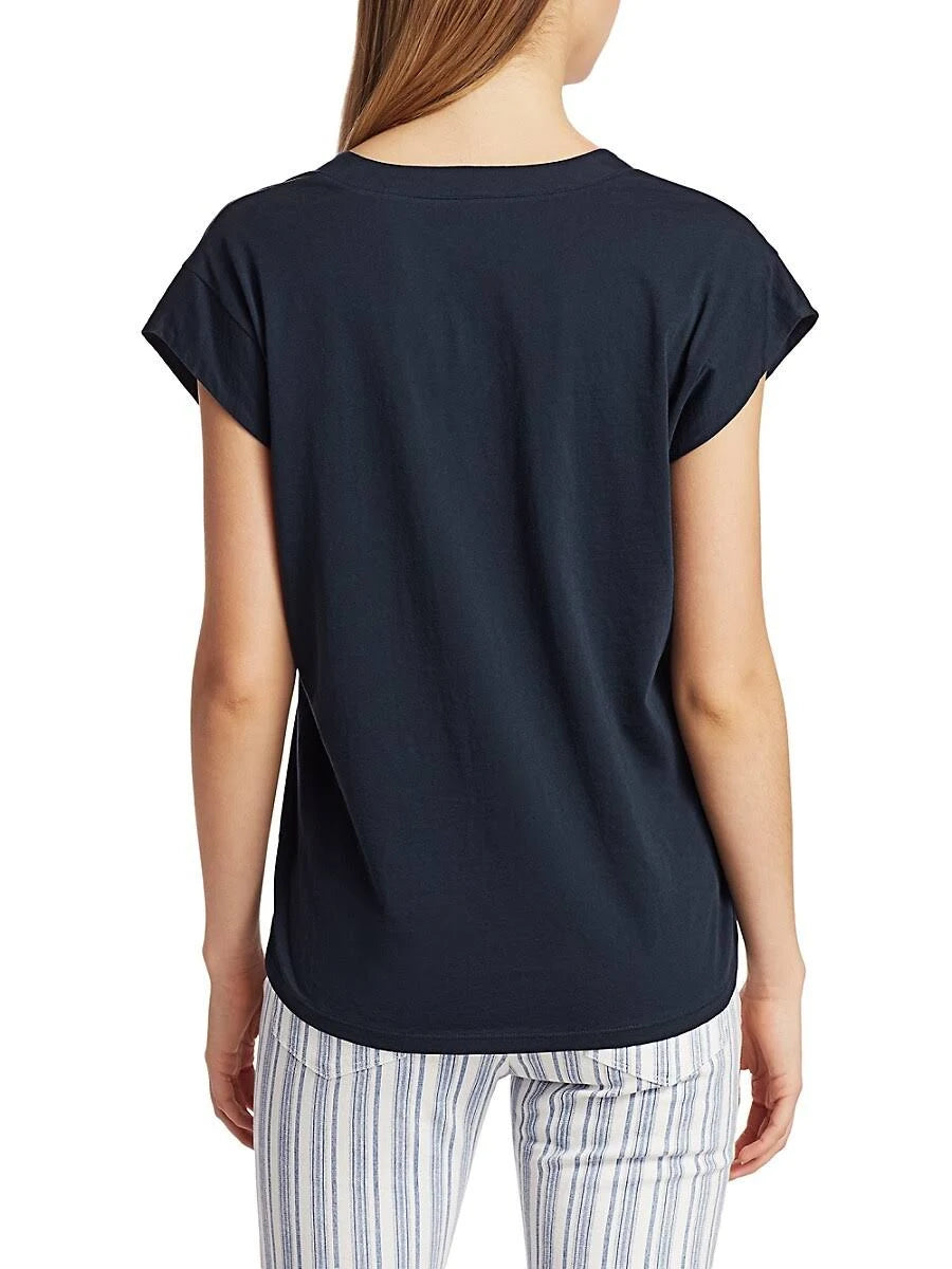 Frame Le Mid Rise V-Neck Tee Gris Heather C347