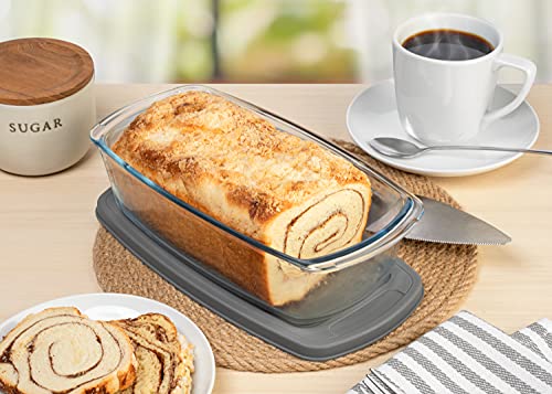 Razab Glass Loaf Pan with Lids, 7.6 Cups, Set of 2, Oven and Microwave Safe Z2943