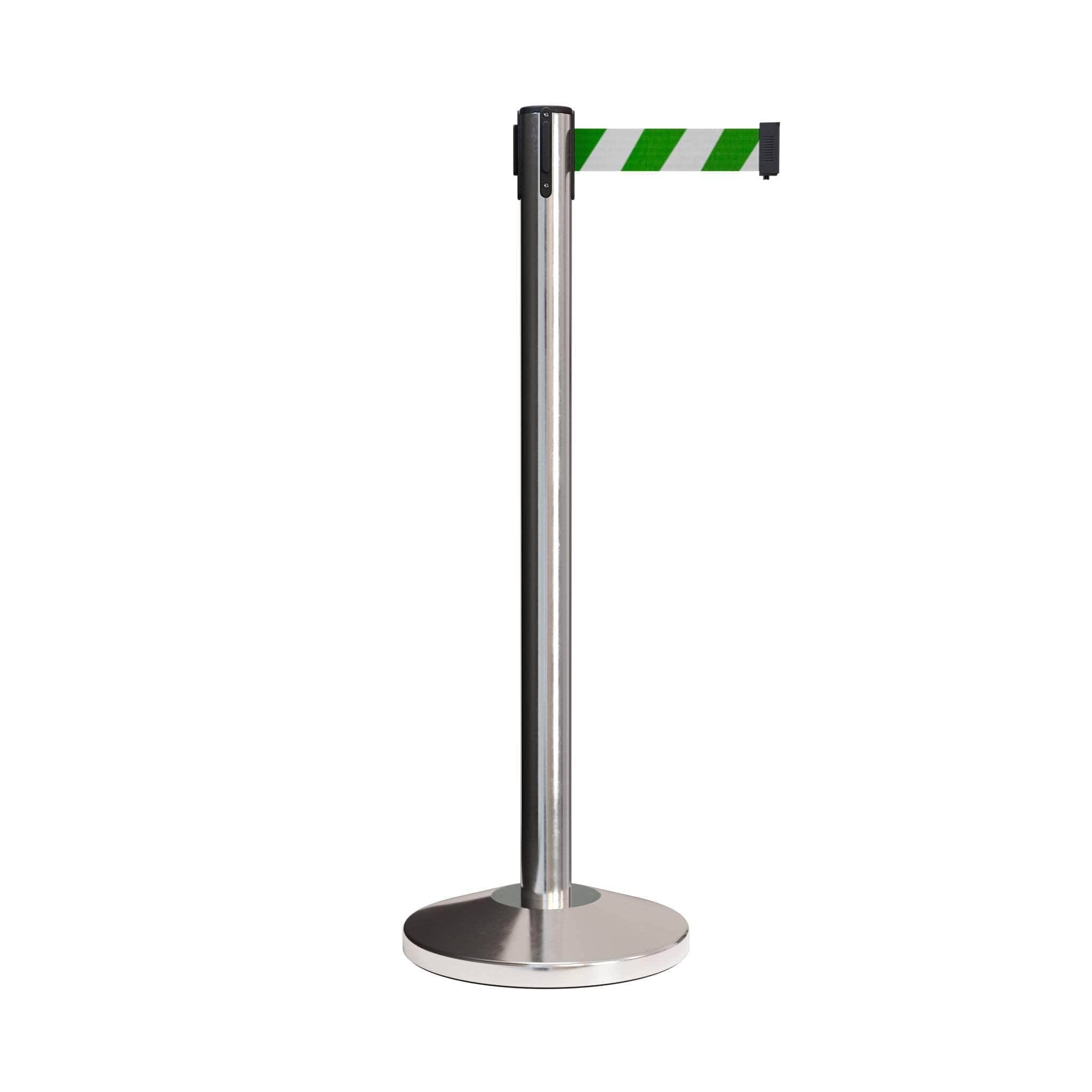 Retractable Belt Stanchion - 10 ft. Belt Stainless Steel Post, 25 Belt Colors and Text by Crowd Control Warehouse
